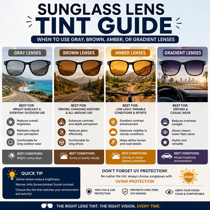 Sunglass Lens Tint Guide | Gray, Brown, Amber & Gradient Lenses Explained