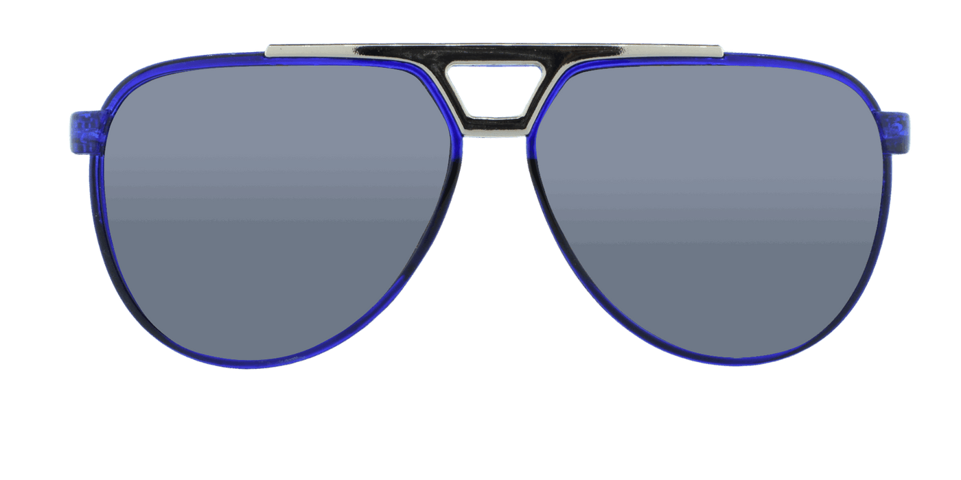Centurion - Modified Aviator Dark Cobalt Blue Translucent w/ Silver (Silver Mirror)