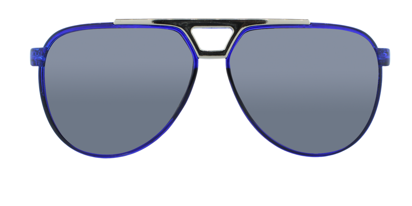 Centurion - Polarized Modified Aviator Dark Cobalt Blue Translucent w/ Silver (Silver Mirror)