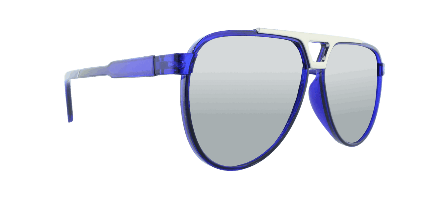 Centurion - Modified Aviator Dark Cobalt Blue Translucent w/ Silver (Silver Mirror)
