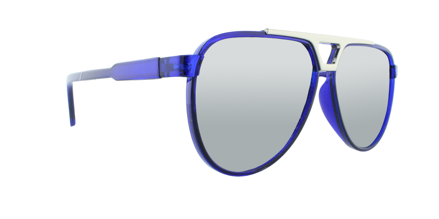 Centurion - Polarized Modified Aviator Dark Cobalt Blue Translucent w/ Silver (Silver Mirror)