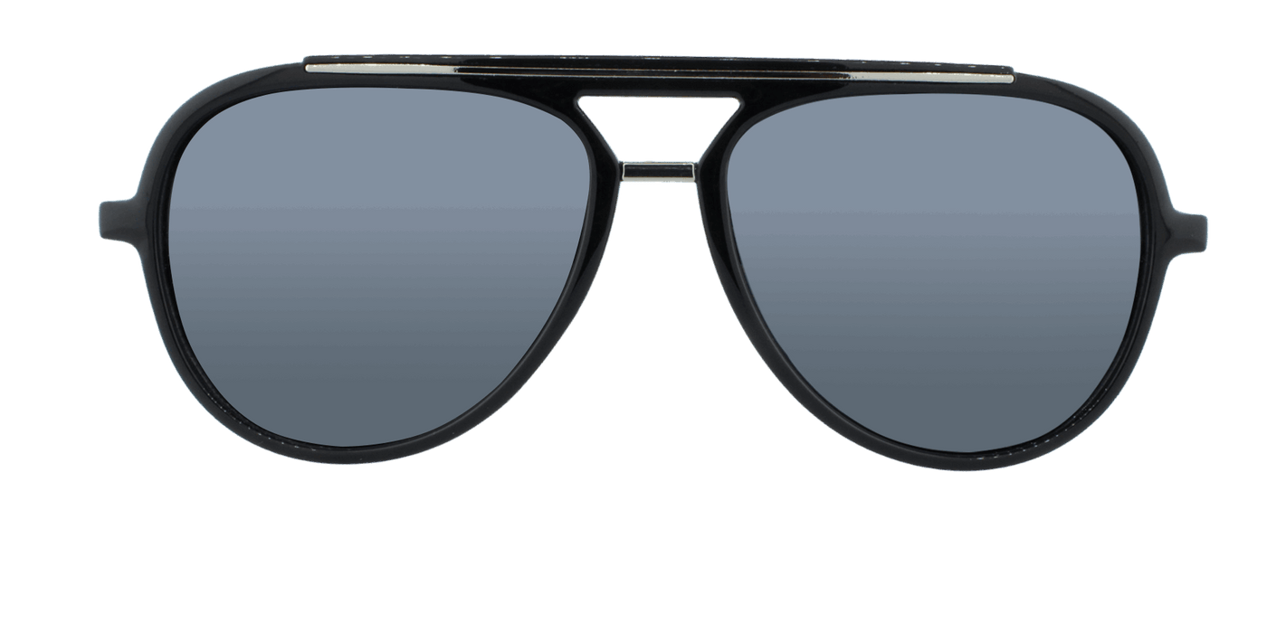 Baron - Modified Aviator Black w/ Silver (Smoked)