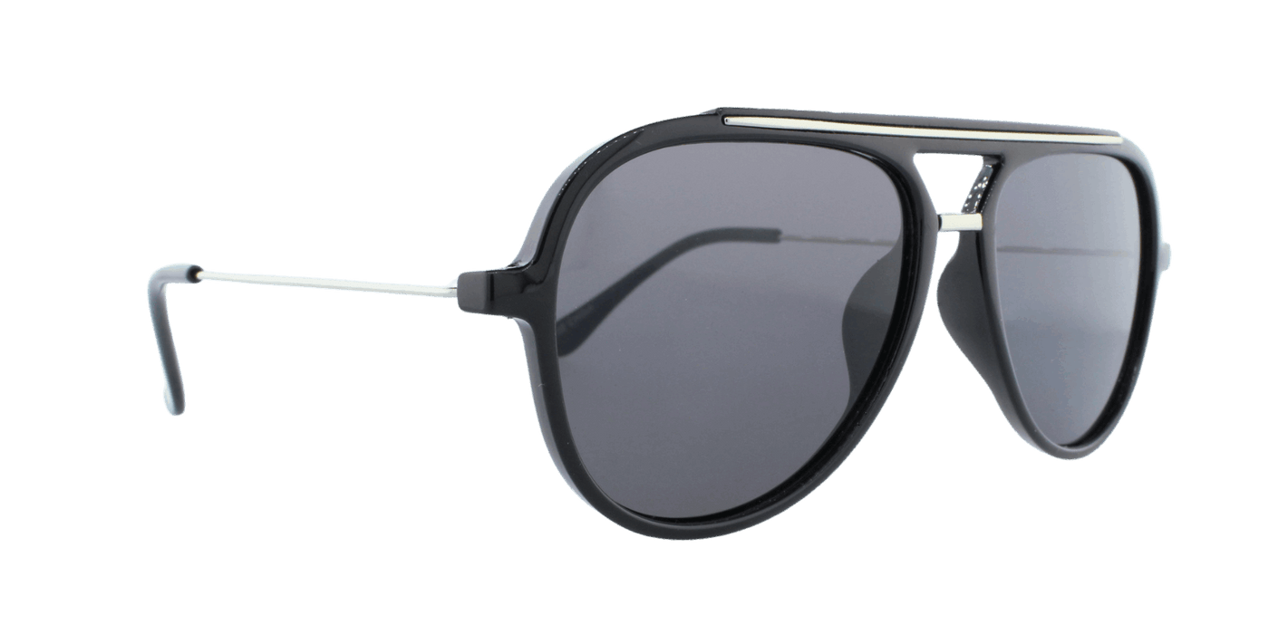Baron - Polarized Modified Aviator Black w/ Silver (Smoked)