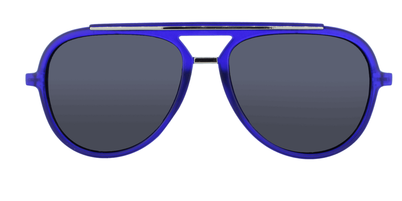 Baron - Polarized Modified Aviator Dark Cobalt Blue w/ Silver (Blue Mirror)