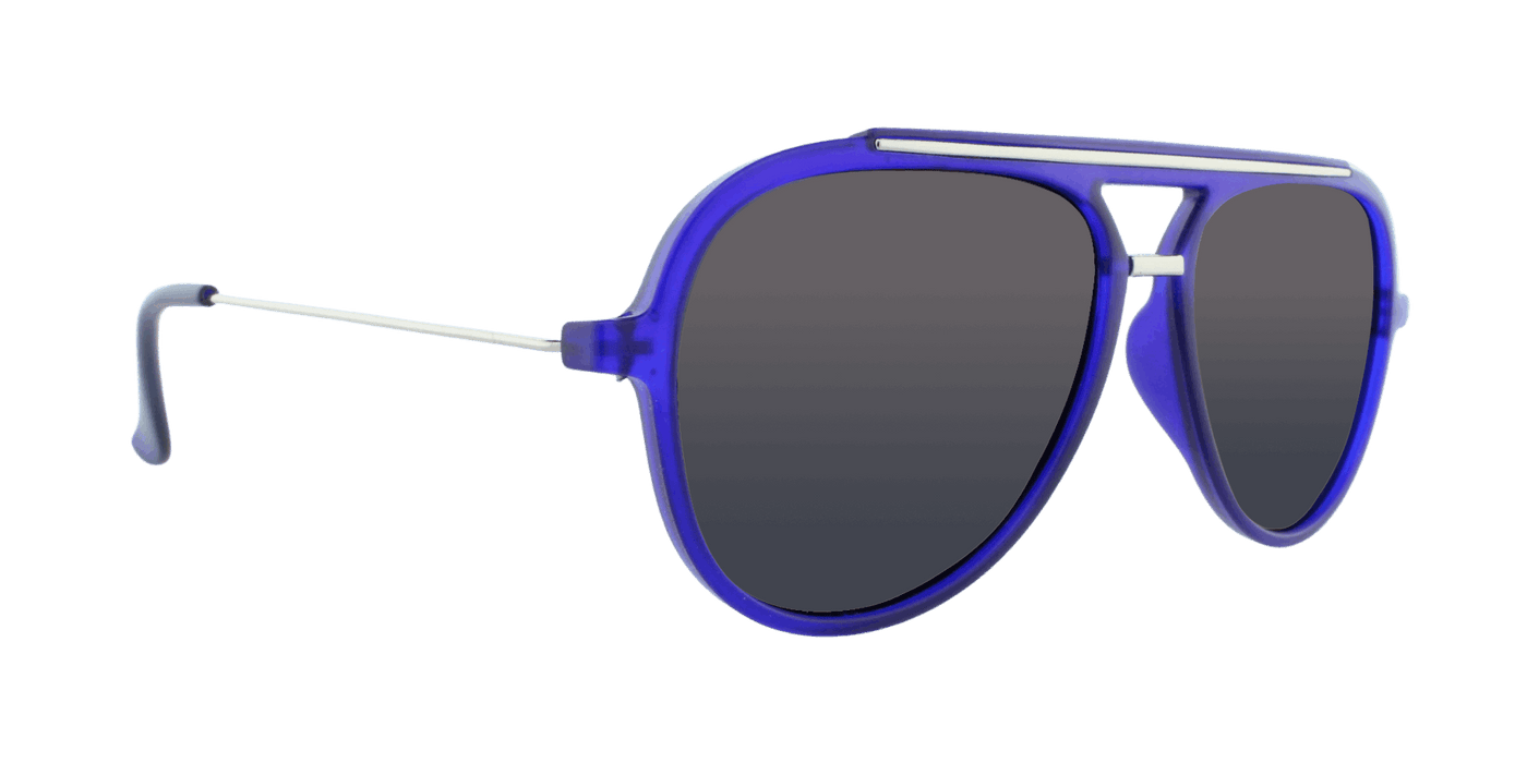 Baron - Modified Aviator Dark Cobalt Blue w/ Silver (Blue Mirror)