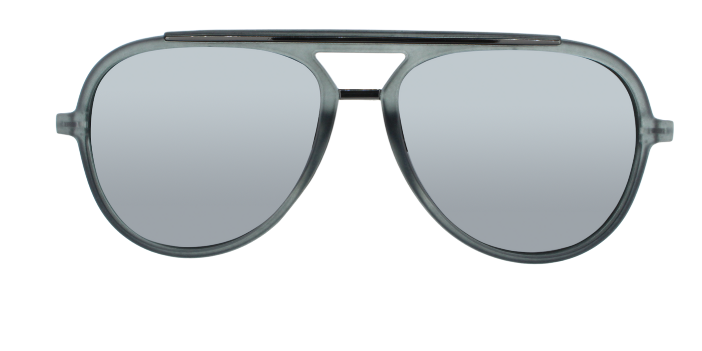 Baron - Polarized Modified Aviator Charcoal w/ Gunmetal (Silver Mirror)