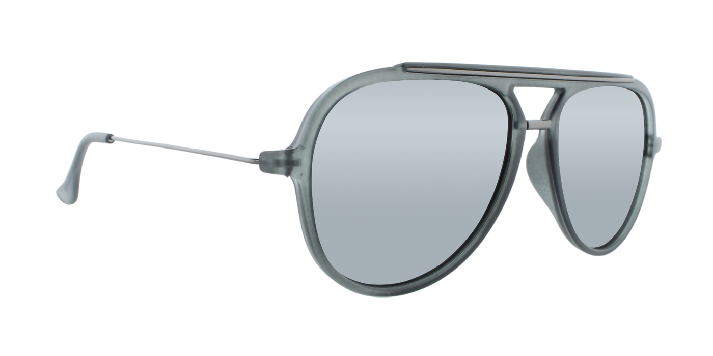 Baron - Polarized Modified Aviator Charcoal w/ Gunmetal (Silver Mirror)