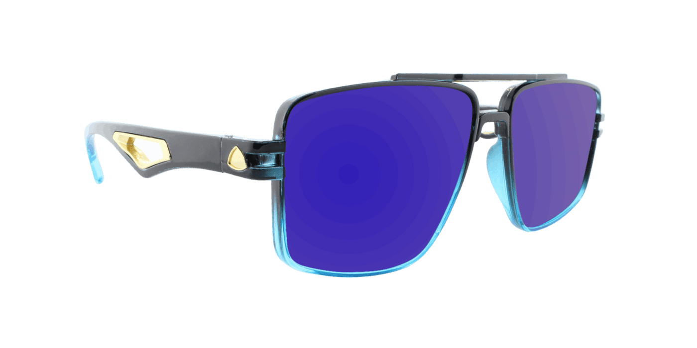 Maverick - Polarized Modified Aviator Black and Blue Translucent (Blue Mirror)