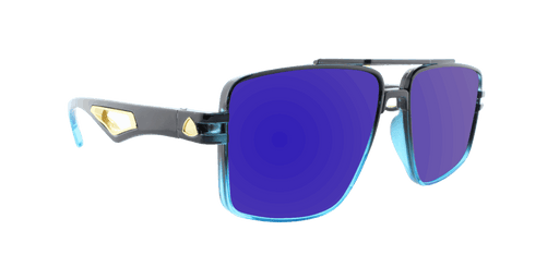 Maverick - Polarized Modified Aviator Black and Blue Translucent (Blue Mirror)