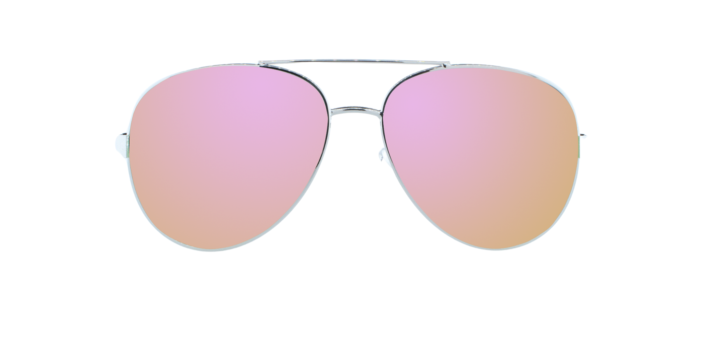 Solace - Fashion Aviator Black & Silver (Pink Mirror)