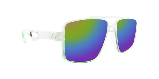 Maverick - Polarized Modified Aviator White and Green Translucent (Rainbow Mirror)