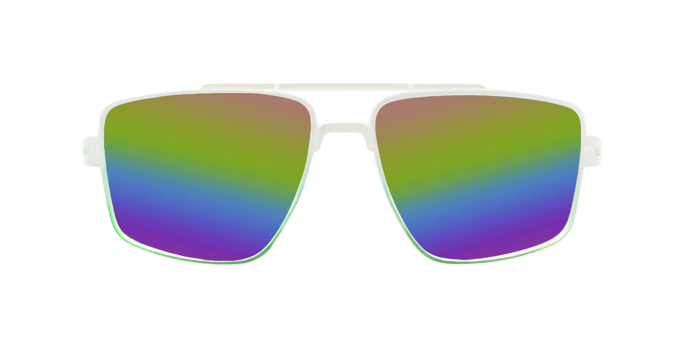 Maverick - Polarized Modified Aviator White and Green Translucent (Rainbow Mirror)