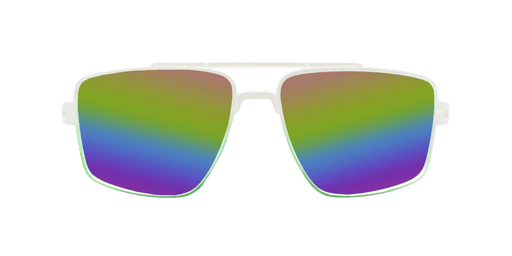 Maverick - Polarized Modified Aviator White and Green Translucent (Rainbow Mirror)