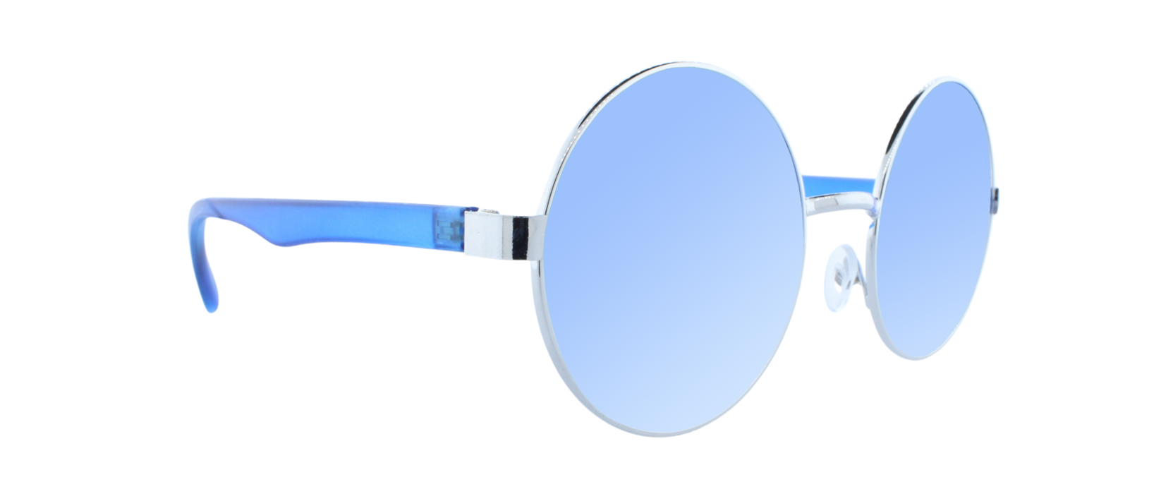 Dusk - Round Fashion Aviator Blue & Silver (Blue)