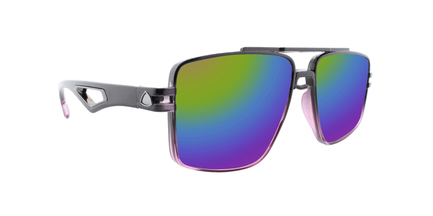 Maverick - Modified Aviator Black and Purple Translucent (Rainbow Mirror)