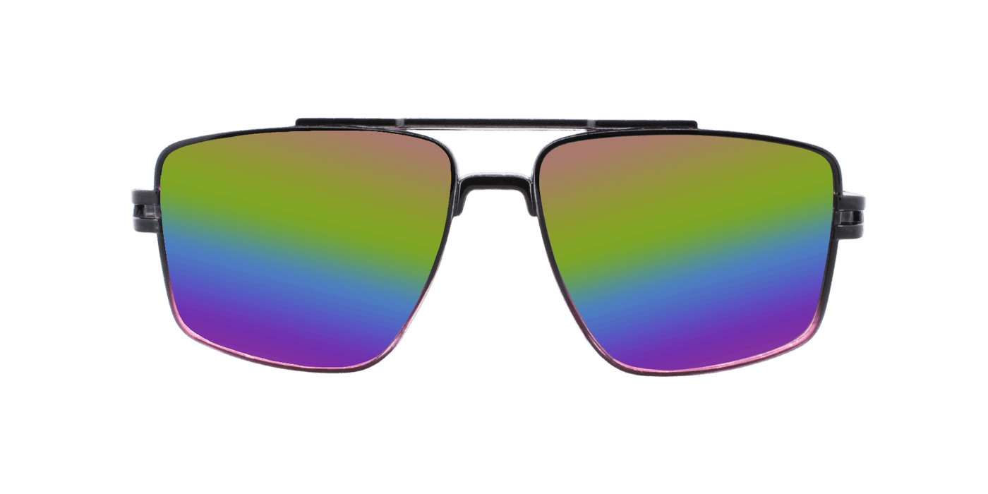Maverick - Modified Aviator Black and Purple Translucent (Rainbow Mirror)