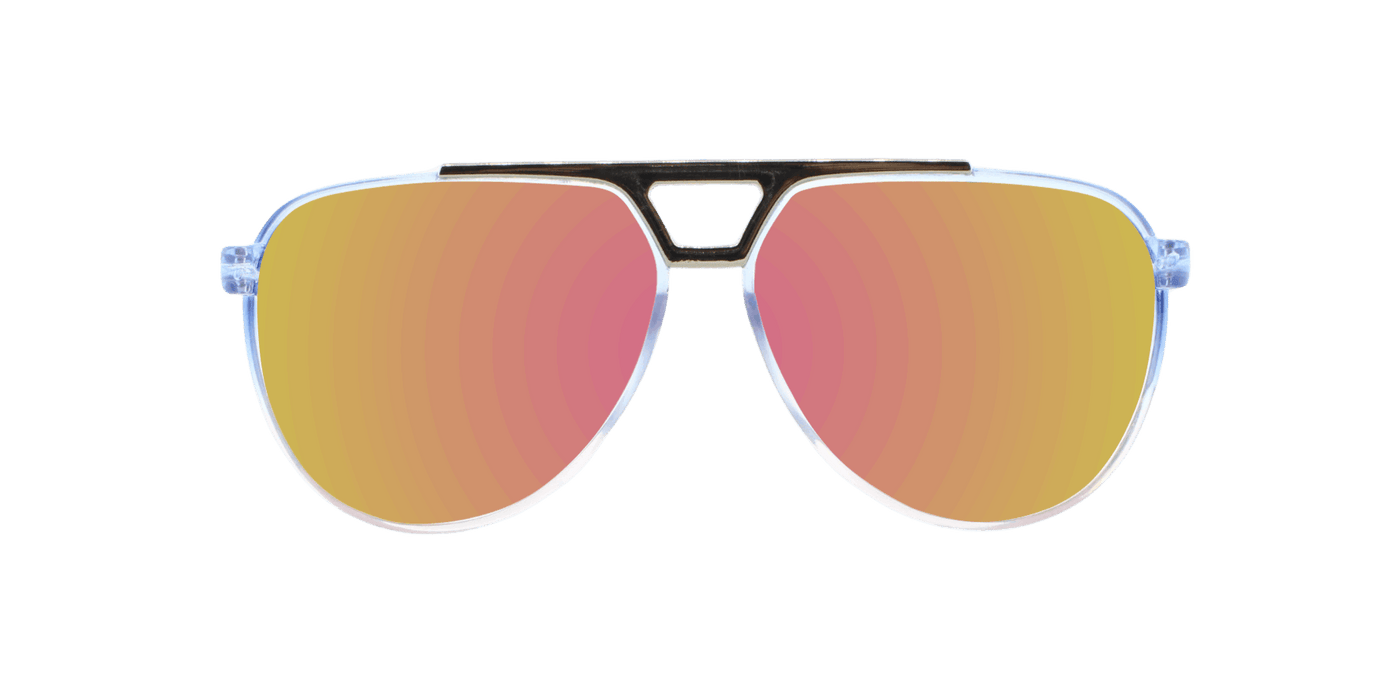 Centurion - Polarized Modified Aviator Baby Blue Translucent w/ Bubblegum Pink Translucent (Pink Mirror)