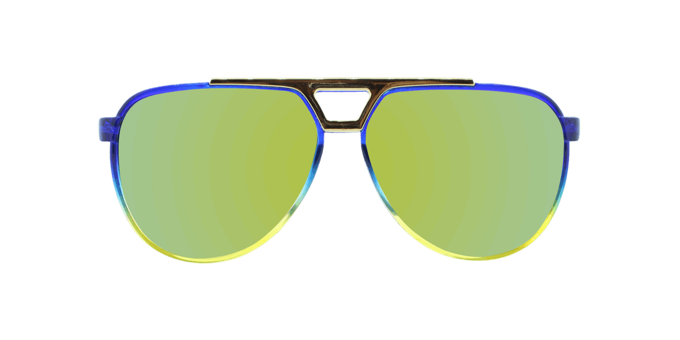 Centurion - Polarized Modified Aviator Dark Blue Translucent w/ Bright Gold Translucent (Gold Mirror)