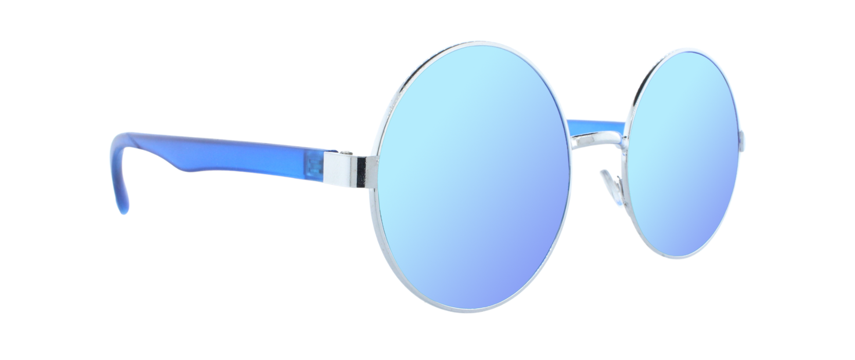 Dusk - Round Fashion Aviator Blue & Silver (Ice Blue Mirror)