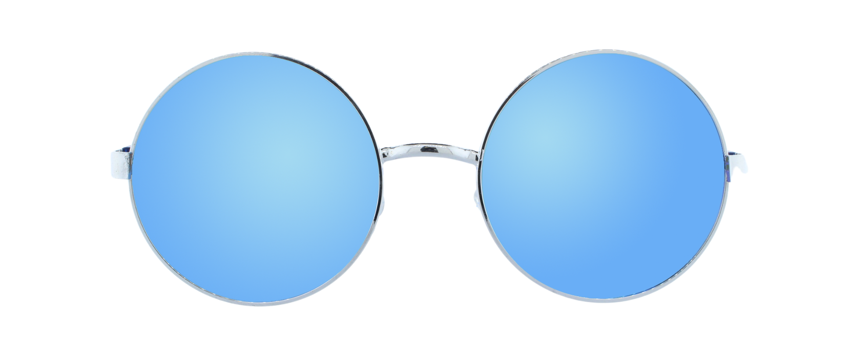 Dusk - Round Fashion Aviator Blue & Silver (Ice Blue Mirror)