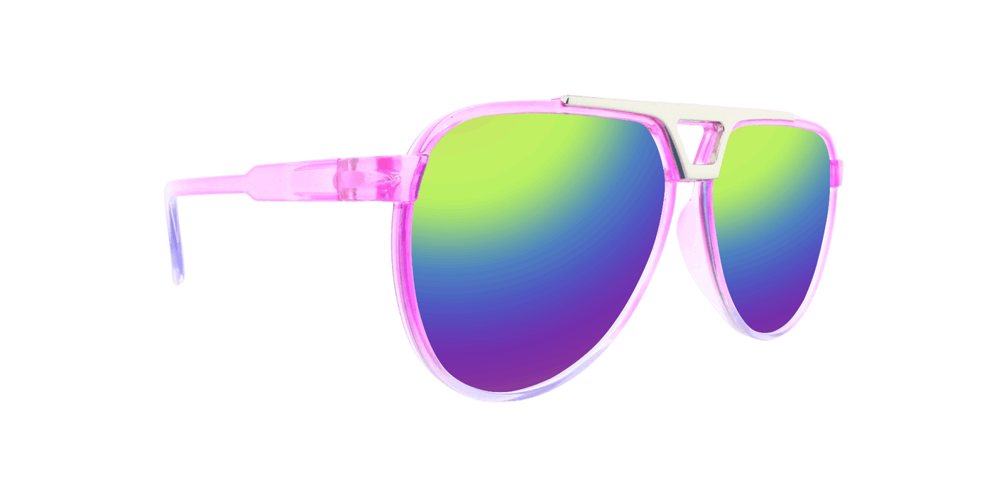 Centurion - Polarized Modified Aviator Hot Pink Translucent w/ Purple Translucent (Rainbow Mirror)