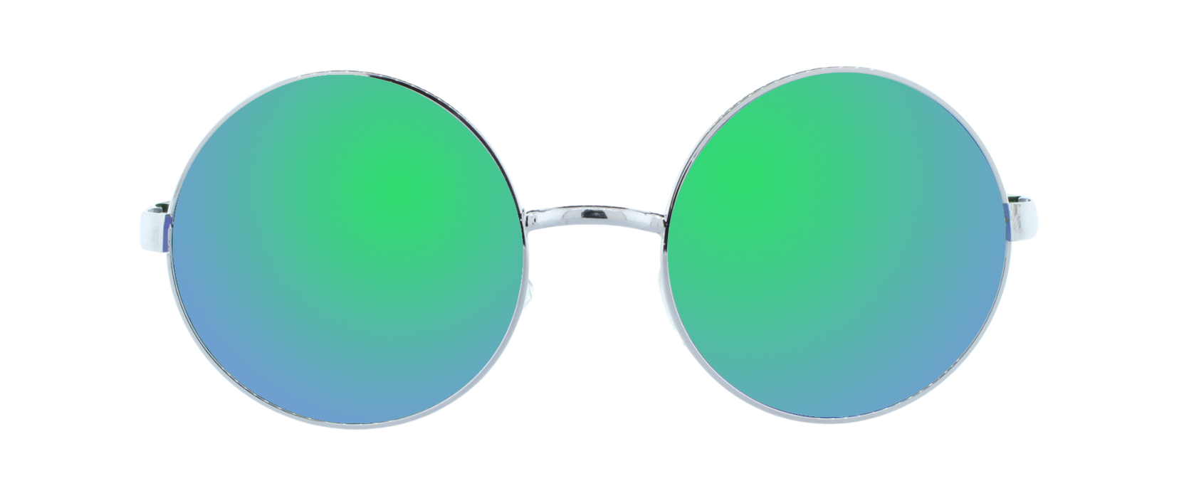 Dusk - Round Fashion Aviator Green & Silver (Green Mirror)