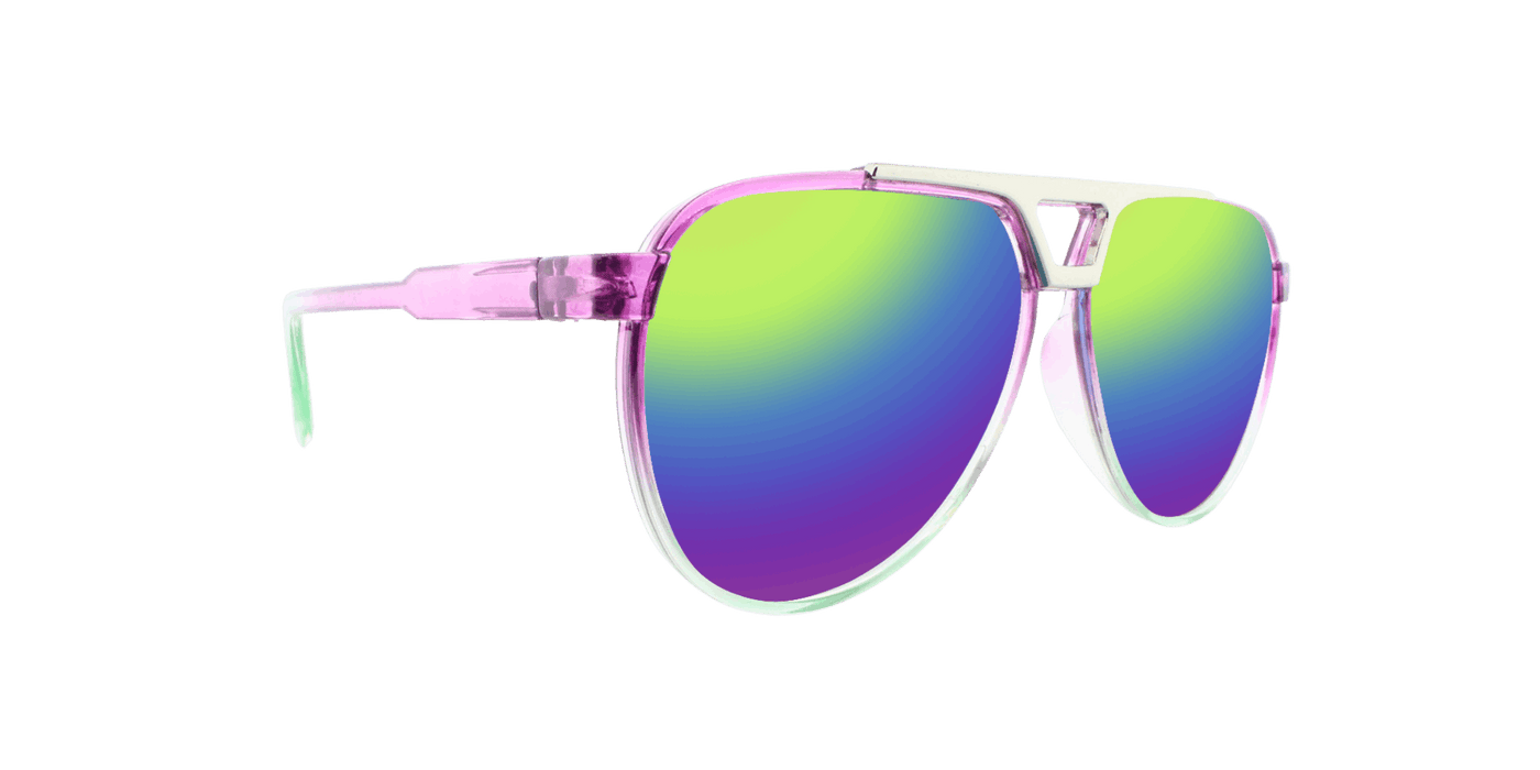 Centurion - Polarized Modified Aviator Purple Translucent w/ Green Translucent (Rainbow Mirror)