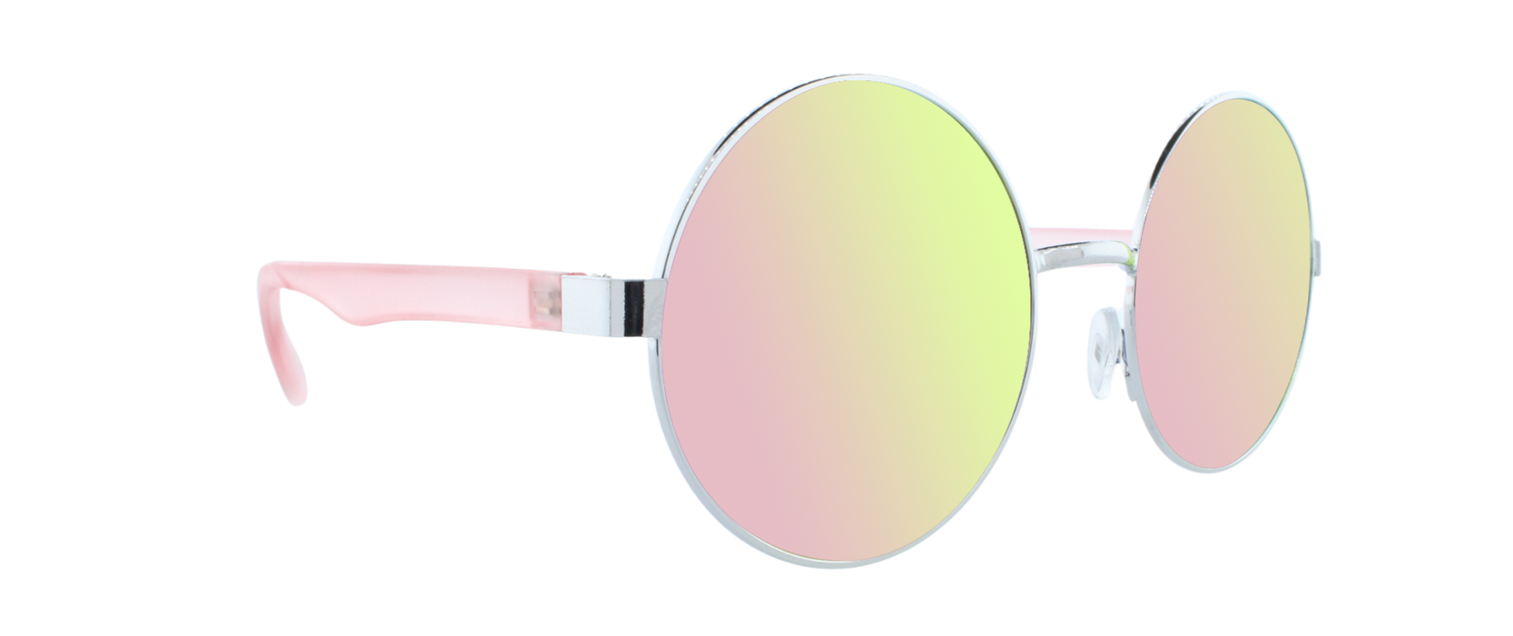 Dusk - Round Fashion Aviator Pink & Silver (Pink Mirror)