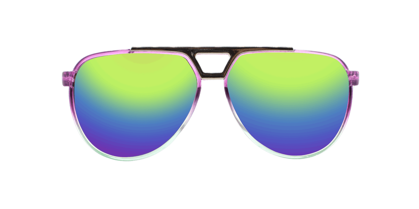 Centurion - Polarized Modified Aviator Purple Translucent w/ Green Translucent (Rainbow Mirror)