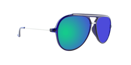 Baron - Polarized Modified Aviator Blue Translucent w/ Silver (Green Mirror).