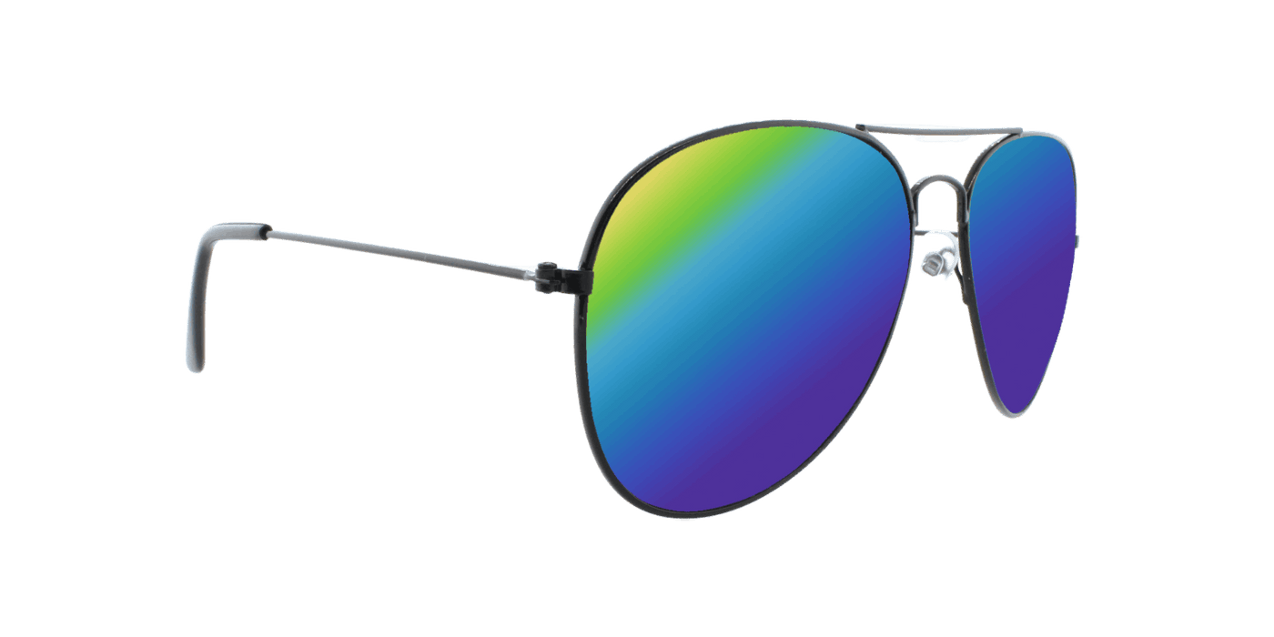 Sunset - Classic Aviator Black (Rainbow Mirror)