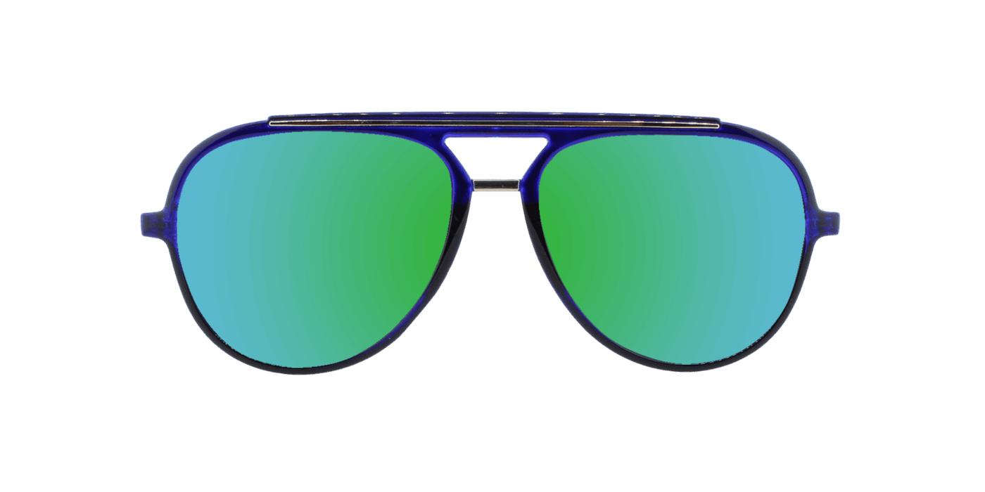 Baron - Polarized Modified Aviator Blue Translucent w/ Silver (Green Mirror).