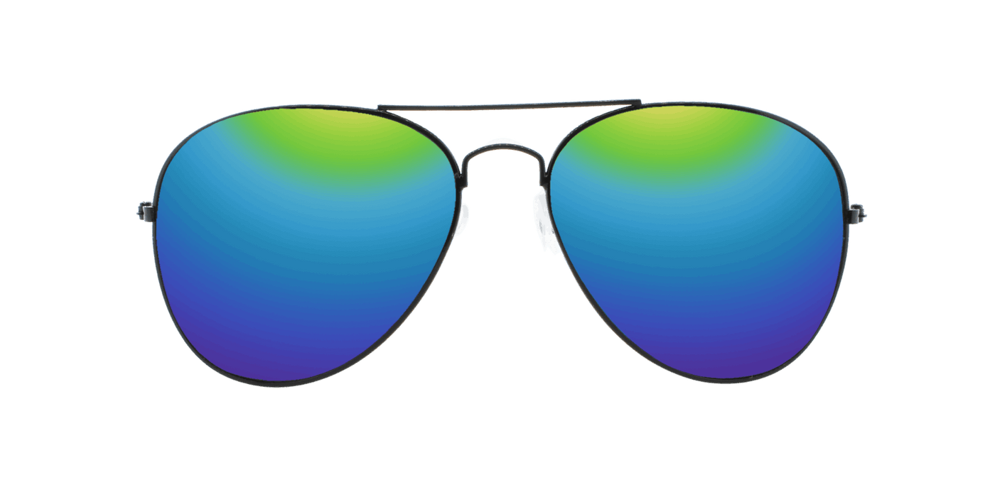 Sunset - Classic Aviator Black (Rainbow Mirror)