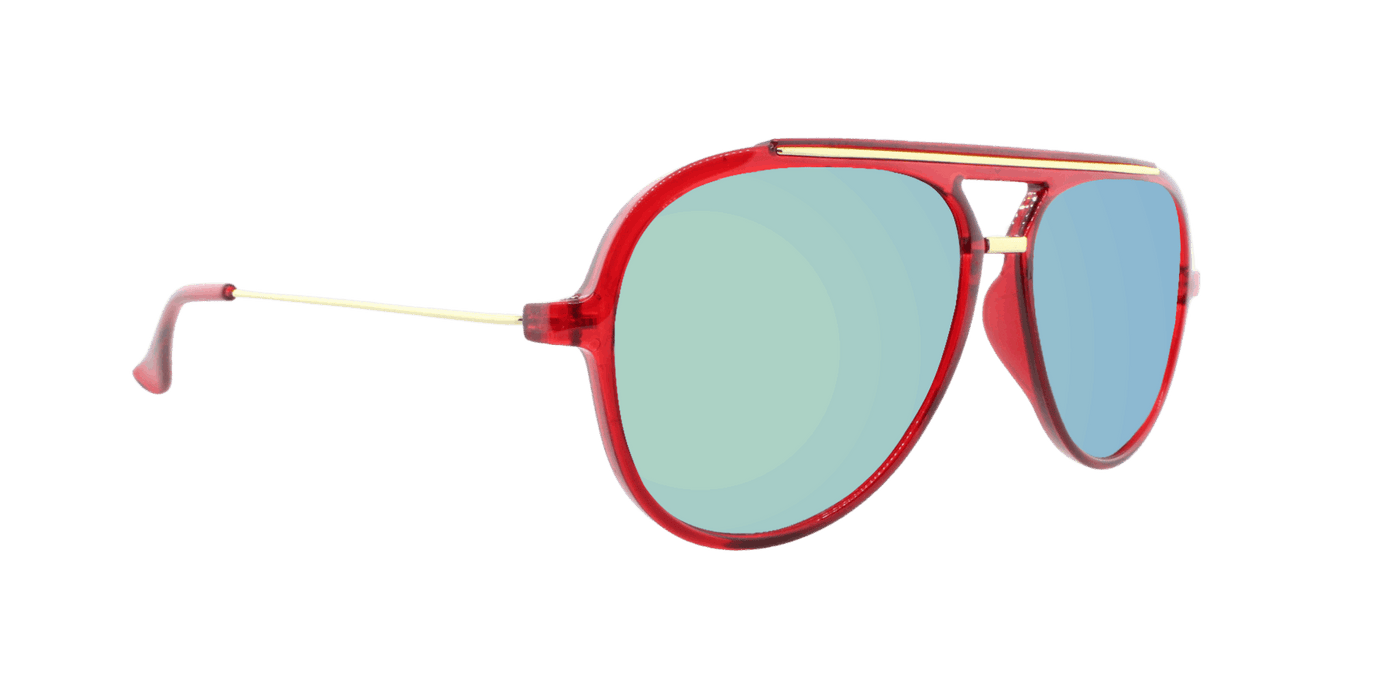 Baron - Polarized Modified Aviator Red Translucent w/ Gold (Gold Mirror).