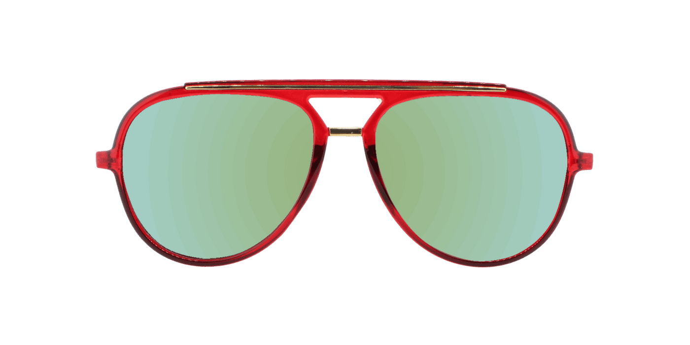 Baron - Modified Aviator Red Translucent w/ Gold (Gold Mirror).