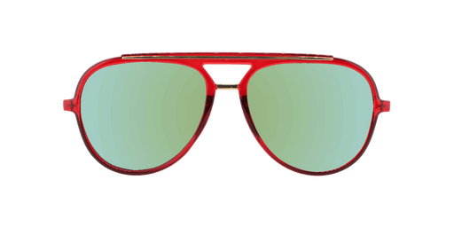 Baron - Modified Aviator Red Translucent w/ Gold (Gold Mirror).