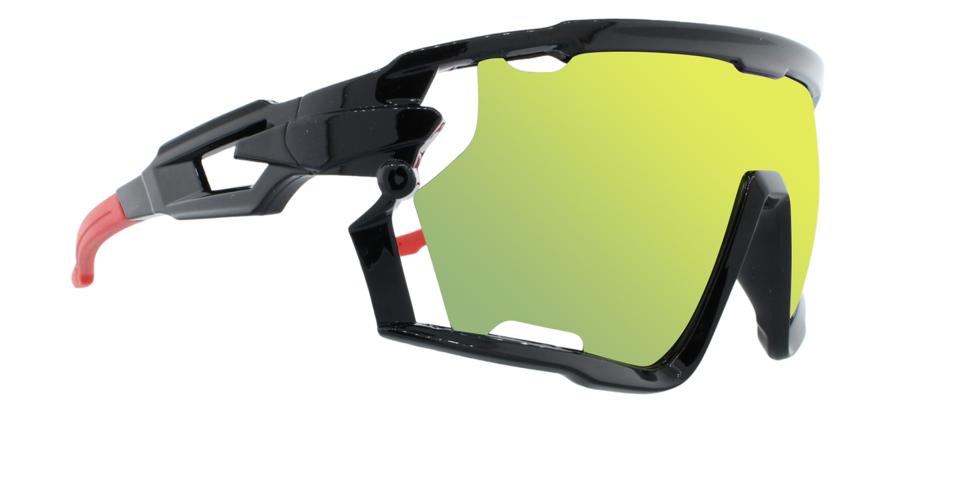 Adder - Oversized Color Accent Sports Shield Black (Sunburst Mirror)