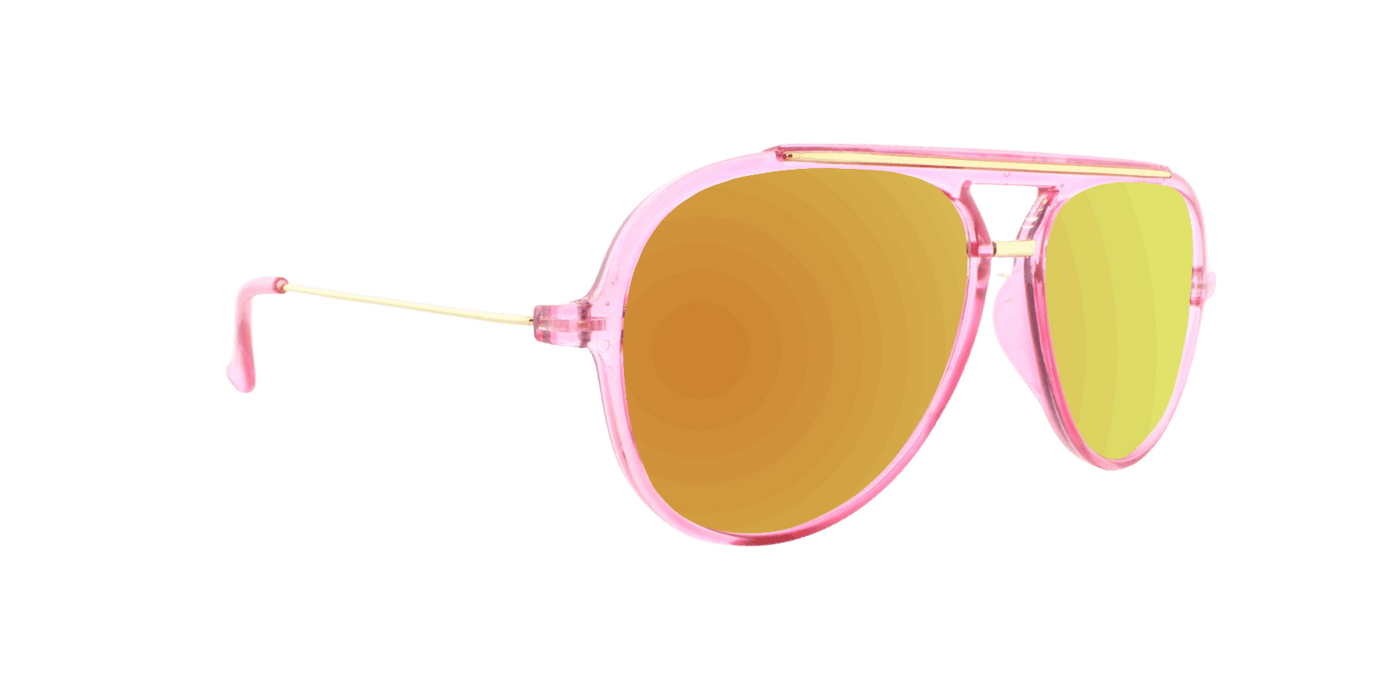 Baron - Modified Aviator Watermelon Pink Translucent w/ Gold (Red Mirror).