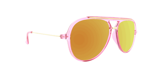 Baron - Modified Aviator Watermelon Pink Translucent w/ Gold (Red Mirror).