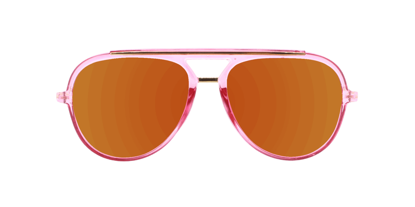 Baron - Polarized Modified Aviator Watermelon Pink Translucent w/ Gold (Red Mirror).