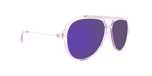Baron - Modified Aviator Plum Purple Translucent w/ Silver (Blue Mirror).