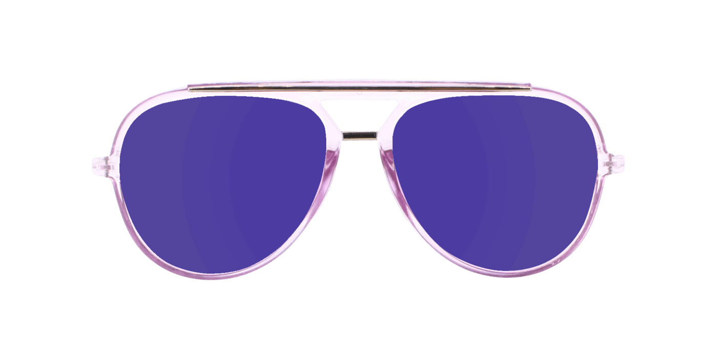 Baron - Polarized Modified Aviator Plum Purple Translucent w/ Silver (Blue Mirror).