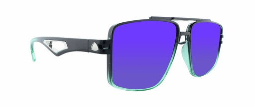 Maverick - Modified Aviator Black and Green Translucent (Blue Mirror)