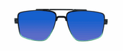 Maverick - Polarized Modified Aviator Black and Green Translucent (Blue Mirror)