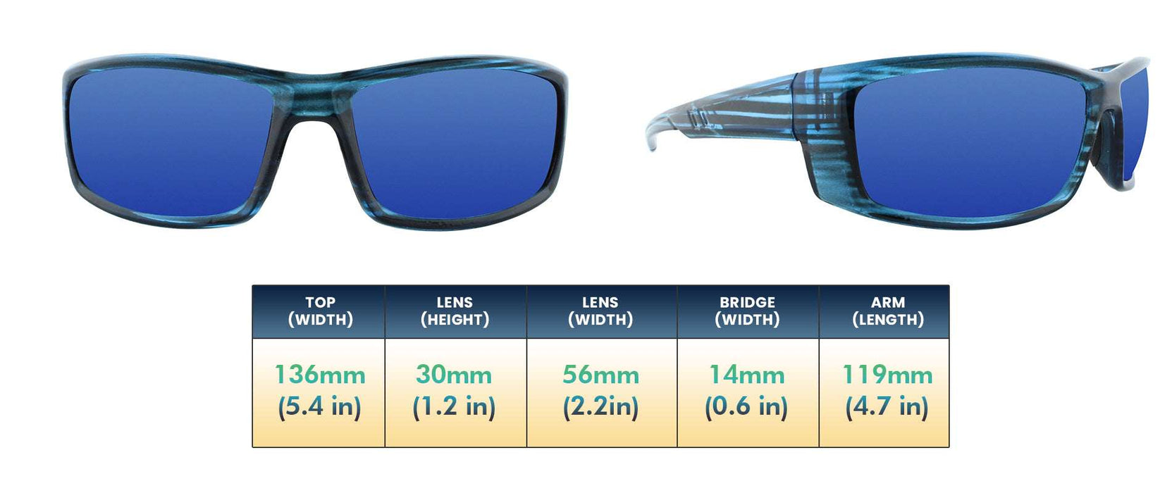 Backyard - Polarized Colorful Sports Wrap Blue Translucent (Ice Blue Mirror)