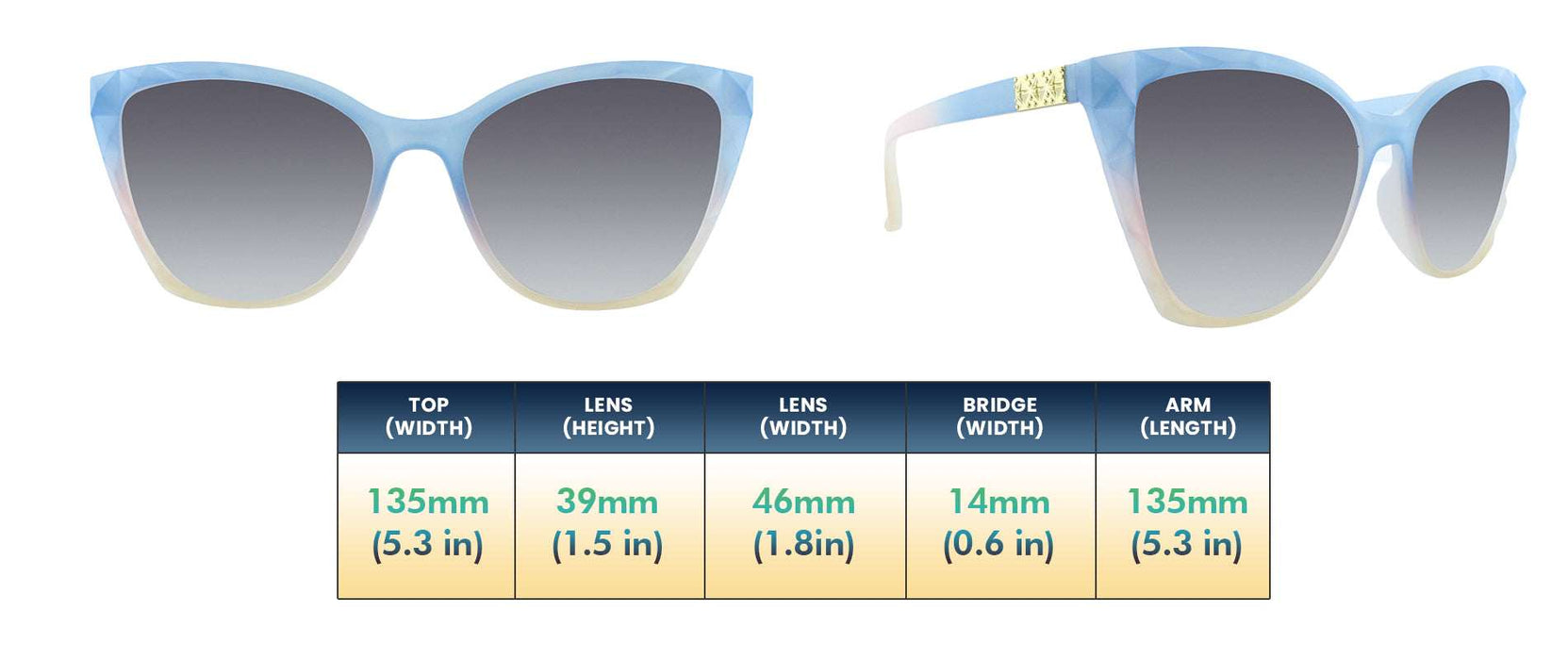Cleopatra - Polarized Geometric Fashion Blue & Pink (Smoked)