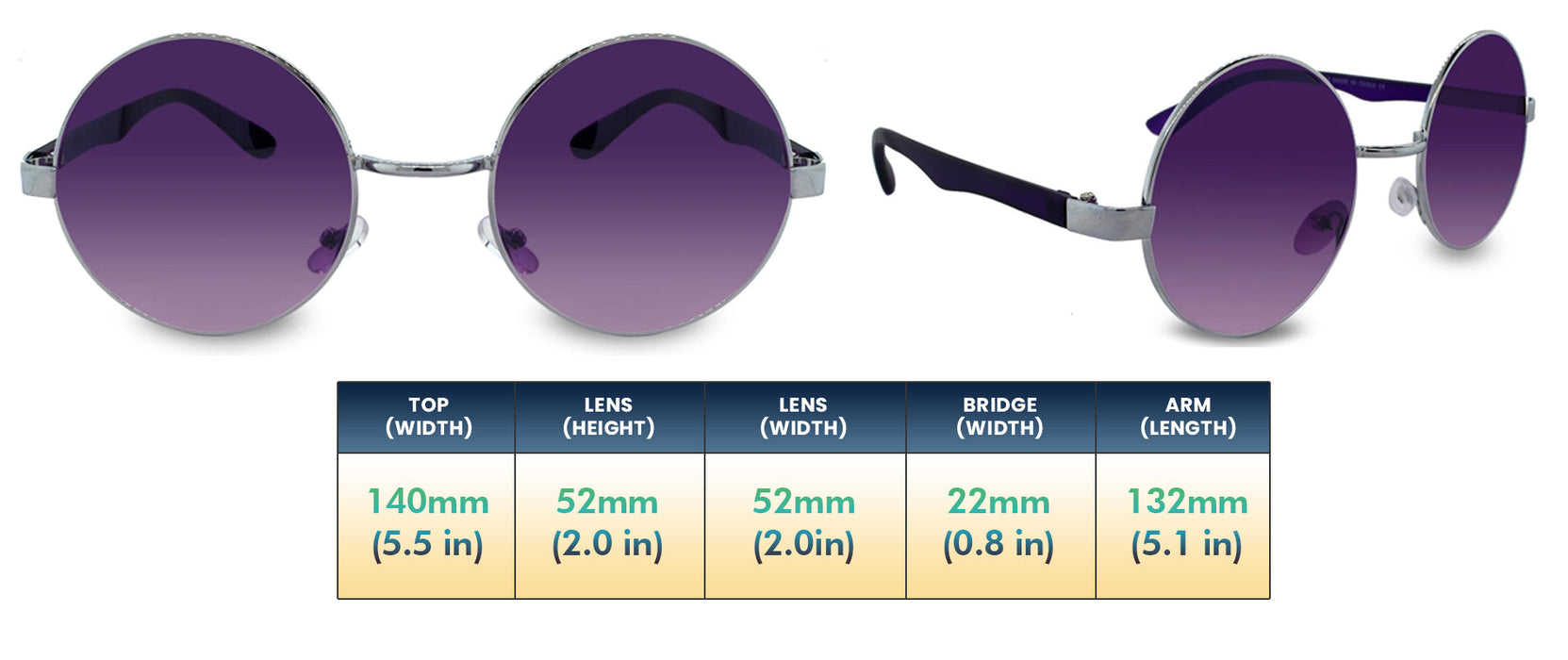 Dusk - Round Fashion Aviator Purple & Silver (Lilac)