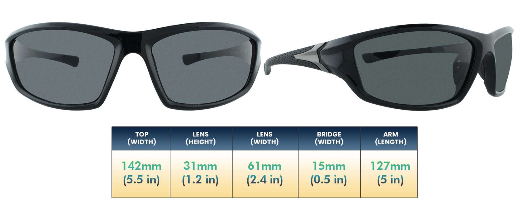 Dustin - Polarized Sports Wrap Black & Silver (Smoked)