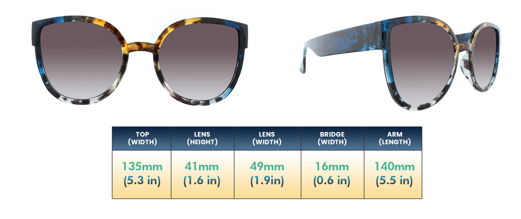 Flora - Polarized Translucent Demi Fashion Blue and Amber (Smoked)