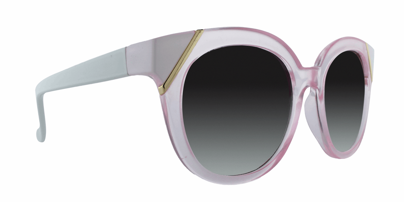 Emiliye - Polarized Slightly Oversized White/Light Pink Translucent (Smoked)
